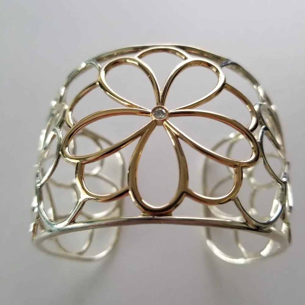 Tiffany & Co. Gold and Silver Garden Bangle Cuff Bracelet